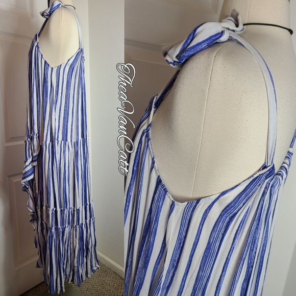 STORIA blue Ocean Waves Striped Relaxed Fit Maxi Dress with adjustable straps 🦋 - Picture 5 of 8